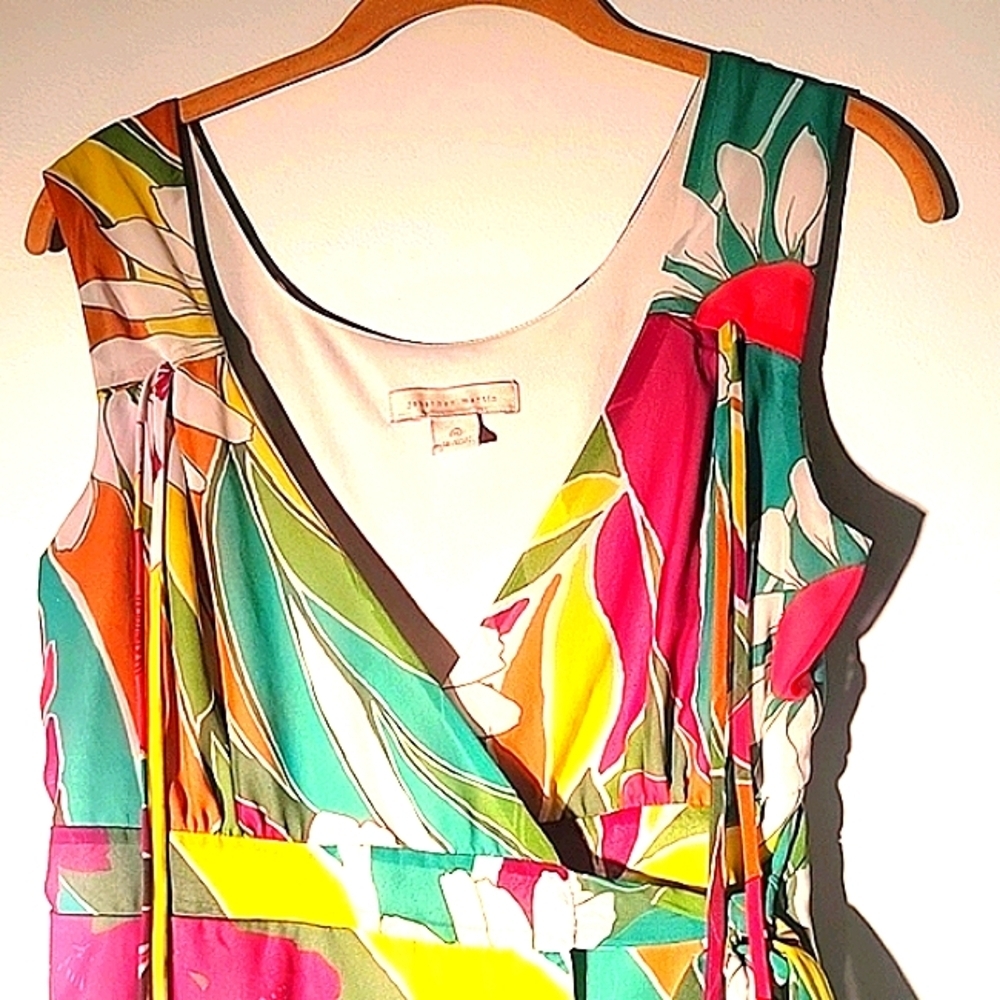 Johnathan Martin Woman's Multi Color Wrap & Tie Floral Blouse, Size: M - Picture 5 of 8